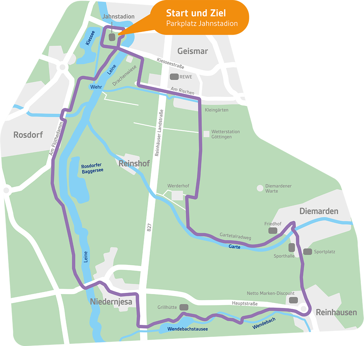 Karte der Laufstrecke "Seenrunde"